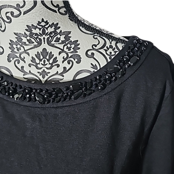 Susan Graver Artisan black midi dress with beading at beck sz med new with tags - Picture 3 of 9